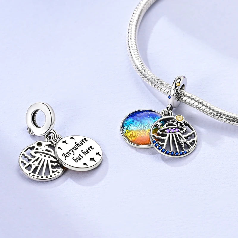 New 925 Sterling Silver Charms Beads Pendants Colorful Tree of Life Cosmic Starry Sky Charms For Women Bracelet DIY Jewelry Gift
