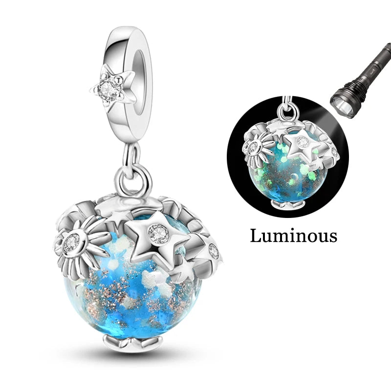 New 925 Sterling Silver Cosmic Star Moon Charms Pendants For Women Fit Original Bracelet DIY Jewelry Gifts
