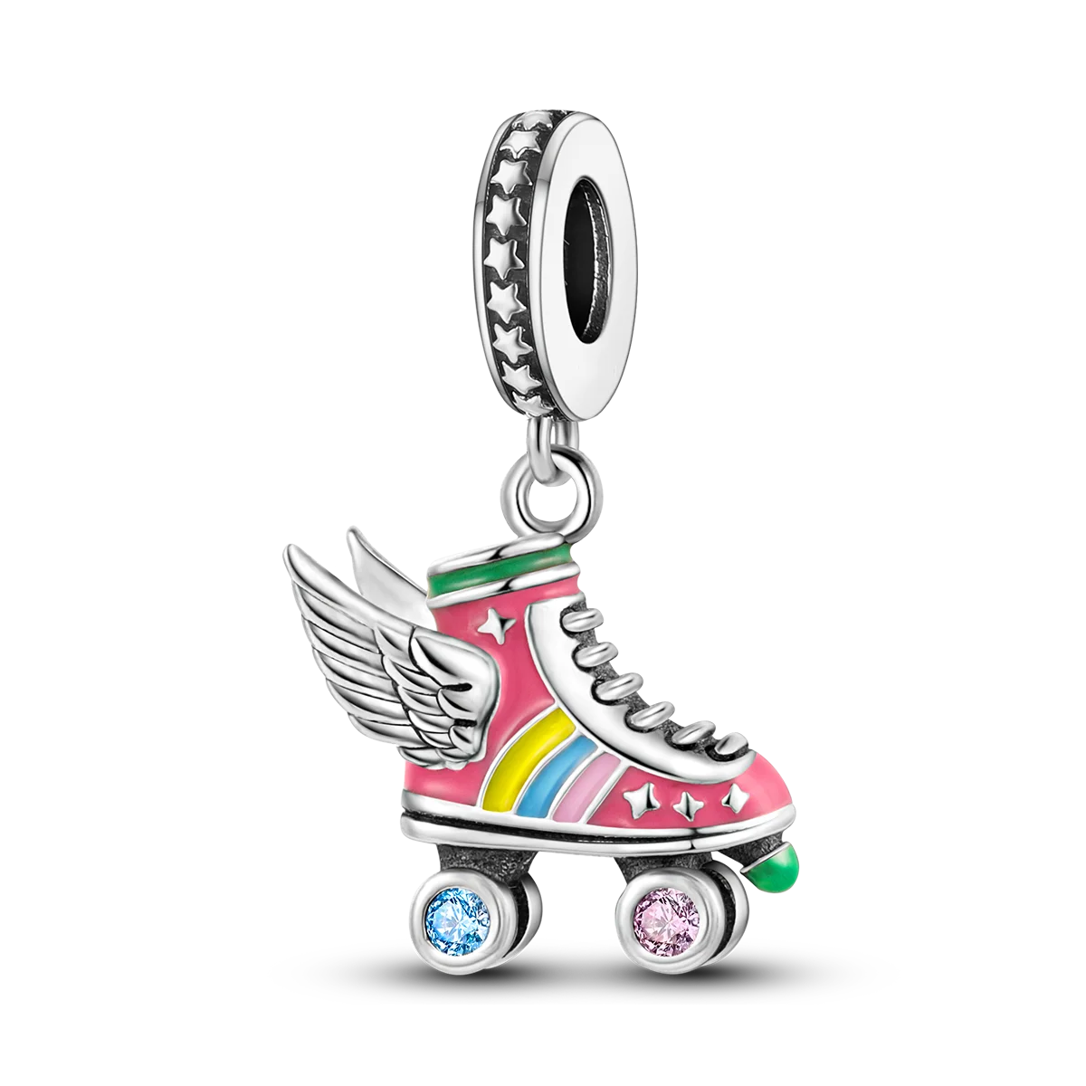 925 Silver Rainbow Flower Dragonfly Charms Dangle Charm Animal Bead Fit Original Bracelet Jewelry DIY