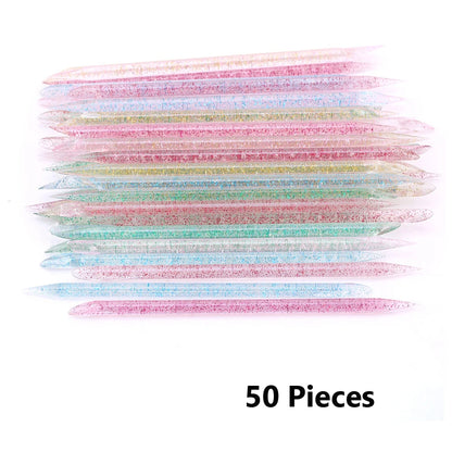 10/50/100Pcs Reusable Crystal Stick Double End Nail Art Cuticle Pusher Cuticle Remover Tool Pedicure Care Nails Manicures Tools