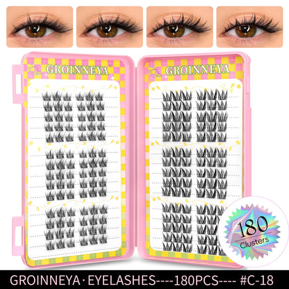 GROINNEYA Eyelashes Clusters 320 pcs Natural Eyelash extension Cluster Lashes Volume Mixed Tray Lashes Cluster Natural Lashes