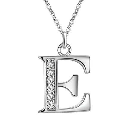 26 Letters 925 Sterling Silver Necklace Pendant Zircon For Women Exquisite Student Girlfriend Jewelry Accessories Wedding Gift