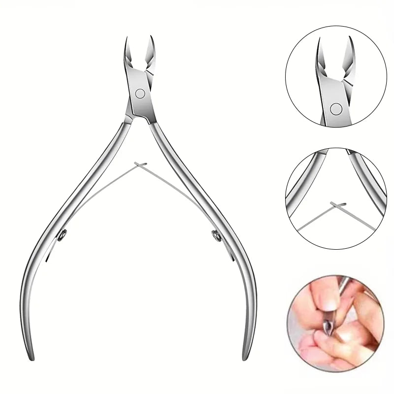 Cuticle Pliers with Cuticle Pusher Stainless Steel Cuticle Remover and Trimmer Perfect for Fingernails and Toenails