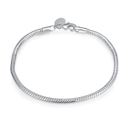 925 Sterling Silver 16-23cm 3mm Snake Chain Bracelet For Women Men Fashion Wedding Engagement Party Jewelry Gifts