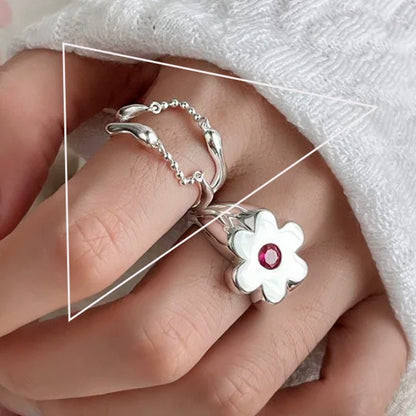 VENTFILLE 925 Sterling Silve Flower Ring for Women Gift Hollow Out Design Retro Hip Hop Versatile Jewelry Party Gift Dropship
