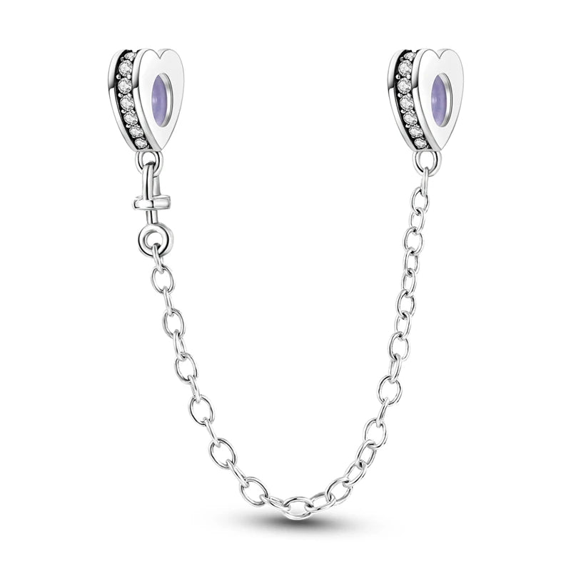Safety Chain Charms Fit Original 925 Sterling Silver Charms Beads Moon Star Butterfly Heart Safety Chain For Women Jewelry Gifts