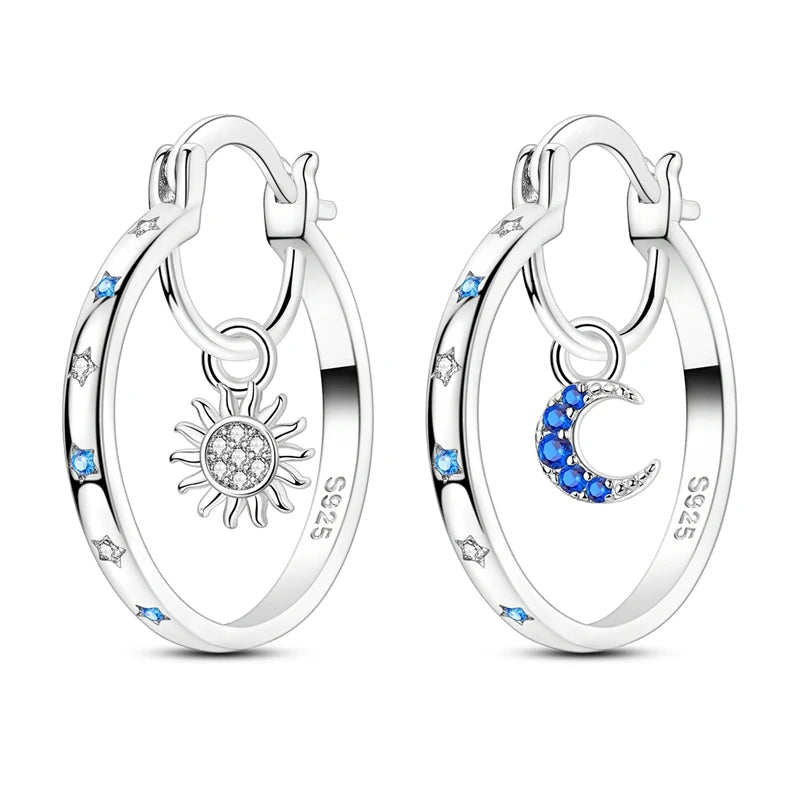 925 Sterling Silver Hoops Earrings Hypoallergenic Hoops Earrings With Zirconia Fashion High Quality Jewelry for Women Girls