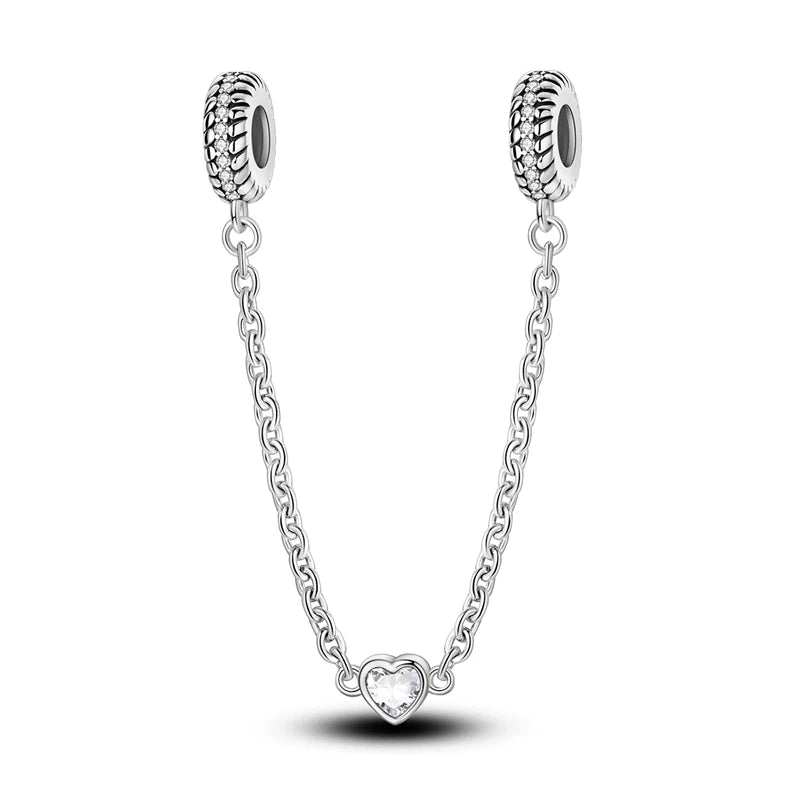 Safety Chain Charms Fit Original 925 Sterling Silver Charms Beads Moon Star Butterfly Heart Safety Chain For Women Jewelry Gifts
