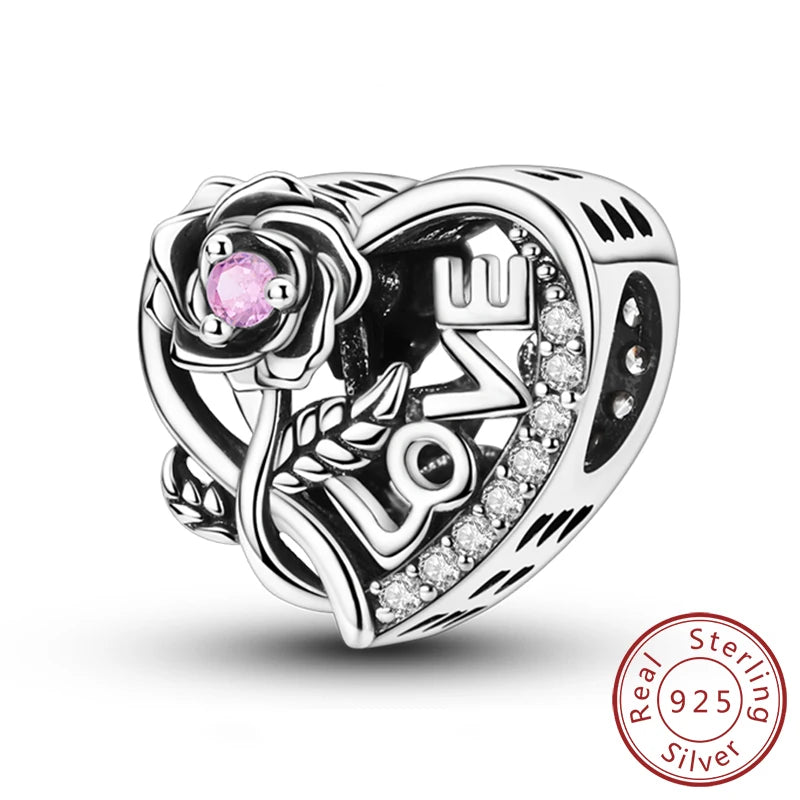 Original 925 Sterling Silver Heart Love Charms Beads Pendant Fit Original Bracelet Necklace DIY Charms Women Man Jewelry Gift