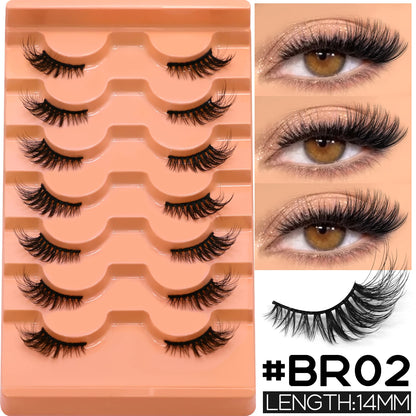 VELTRINAY Half Lashes Natural Cat Eye Eyelashes Wispy False Eyelashes 3D Volume Strip Natural Lashes Fake Eyelashes Makeup