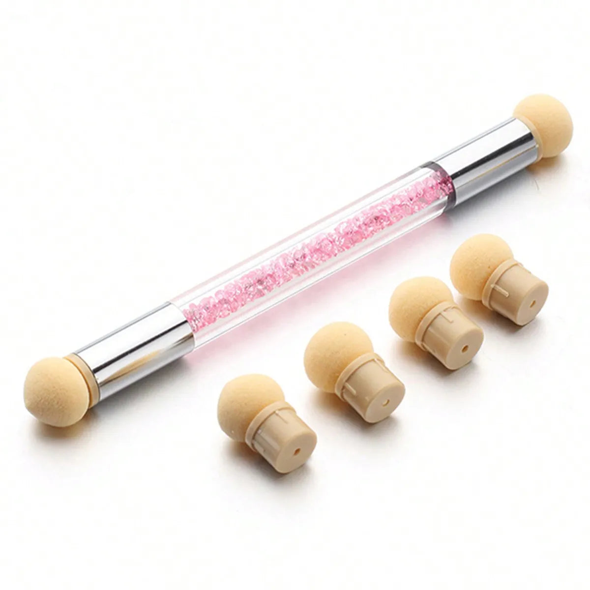 Double-ended Gradient Shading Pen Dotting Brush Head Sponge Rhinestone Handle Nail Art Painting Tool Nail Art Brush