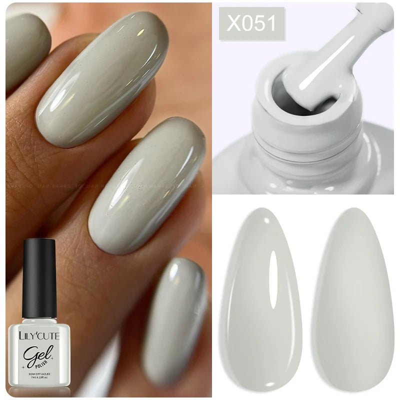 LILYCUTE 7ml Base Nowipe Top Coat Soak Off UV LED Gel Nail Polish Reinforcement Gel Semi Permanent Multifunction Gel Varnishes