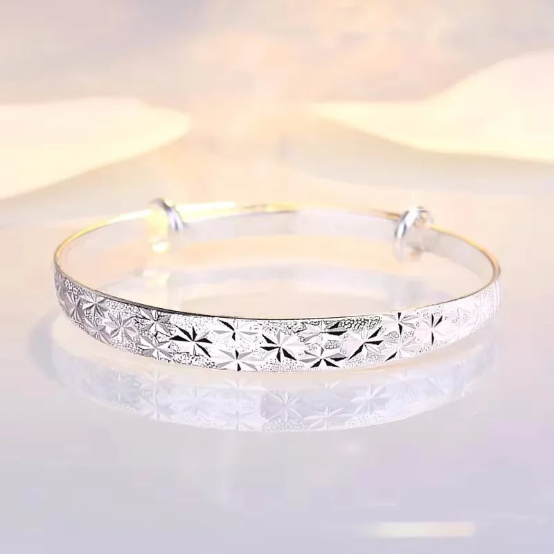 925 Sterling Silver Original Romantic Gypsophila Star Bangles for Women Bracelets Fashion Party Wedding Accessories Jewelry