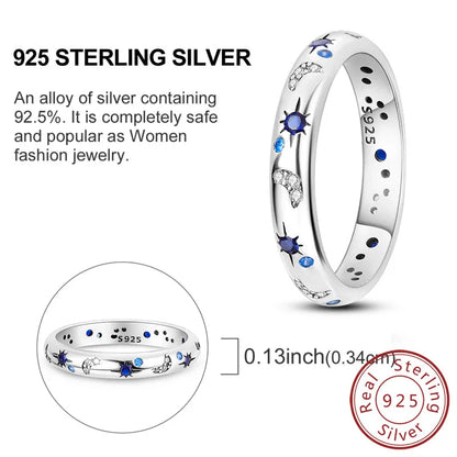 Rings Original 925 Sterling Silver Rings Bow Heart Sun Moon Star Zircon Rings For Women Jewelry Birthday Anniversary Gifts