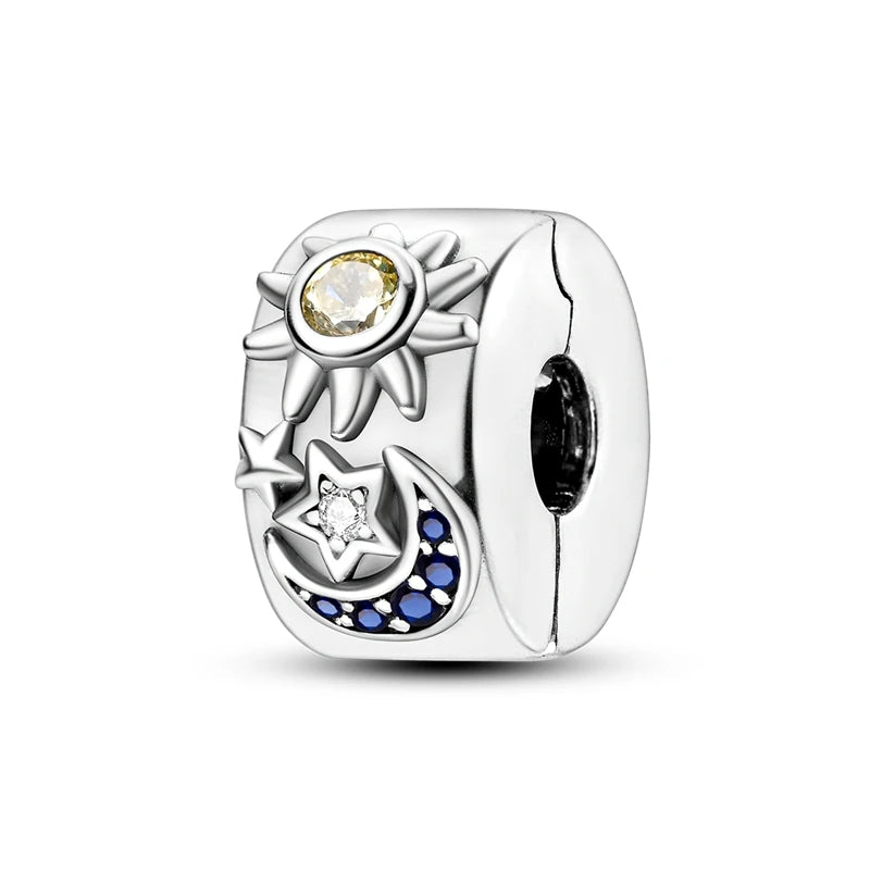 New 925 Sterling Silver Cosmic Star Moon Charms Pendants For Women Fit Original Bracelet DIY Jewelry Gifts