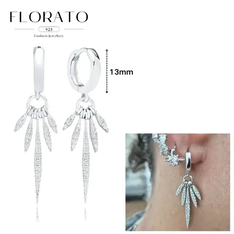 FLORATO 925 Sterling Silver Earrings Chain Tassel Pendant Earrings Zircon Silver Earrings for Women Trend Luxury Wedding Jewelry