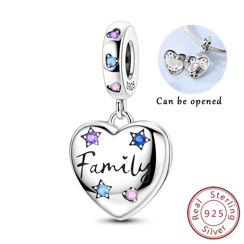 Original 925 Sterling Silver Heart Love Charms Beads Pendant Fit Original Bracelet Necklace DIY Charms Women Man Jewelry Gift