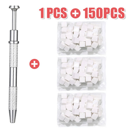4 Claw Metal Grabber Reacher Tool White Nail Art Tools with 50Pcs/200Pcs Mini Nail Sponges Blocks Nail Buffer for Home Improveme