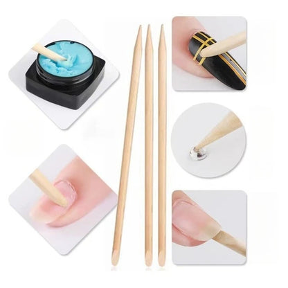 Nail Art Pusher Orange Wood Sticks Duable-head Pedicure Manicure Sticks for Salon Rhinestones Dotting Removal Nail Art Care Tool