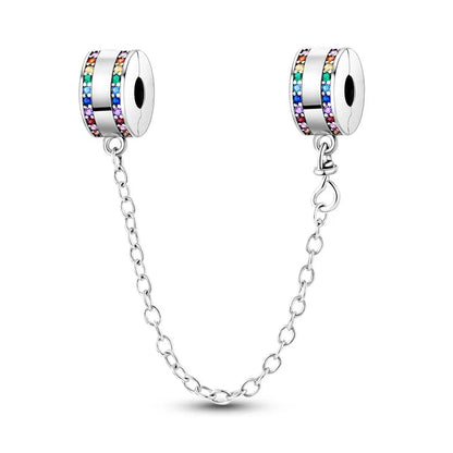Safety Chain Charms Fit Original 925 Sterling Silver Charms Beads Moon Star Butterfly Heart Safety Chain For Women Jewelry Gifts