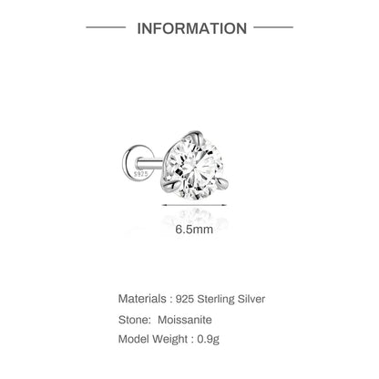 CANNER 0.5-1.2 Carat D Color Moissanite Ear Stud Earrings For Women 925 Sterling Silver Sparkling Piercing Earring Fine Jewelry