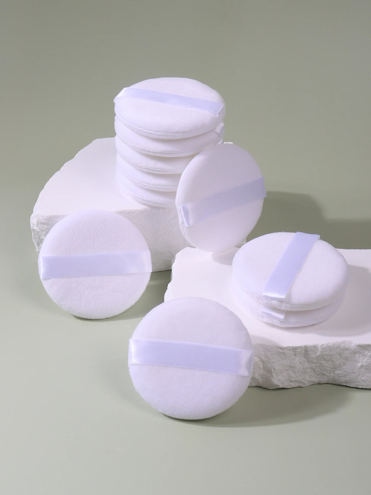 2-5-10-20Pcs Portable and Practical High-Grade White Round Powder Puff for Base and Fixing Makeup