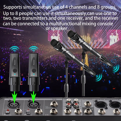 XLR Wireless Microphone Transmitter Receiver，  2.4Ghz Microphone Wireless System, Rechargeable Wireless Mic Adapter for Audio Mi