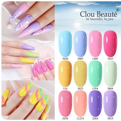 Clou Beaute TPO FREE Nail Gel Polish High Pigment Nail Art Supply Spring Summer Pastal Color Varnish UV Gel Clear Base Top Coat