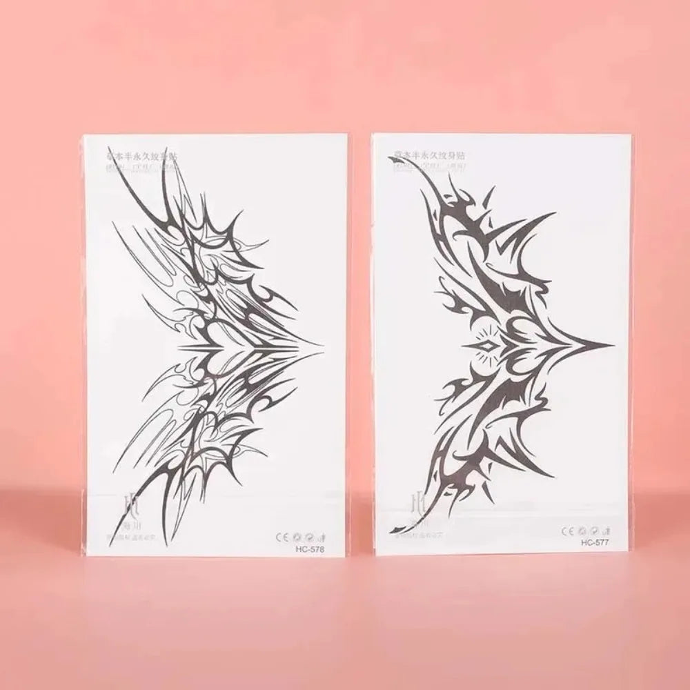 1pc Charming Tattoo Stickers Waterproof Lasting One To Two Weeks For Girls Belly Chest Back Waist Non-Reflective Thorn Cyan