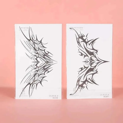 1pc Charming Tattoo Stickers Waterproof Lasting One To Two Weeks For Girls Belly Chest Back Waist Non-Reflective Thorn Cyan