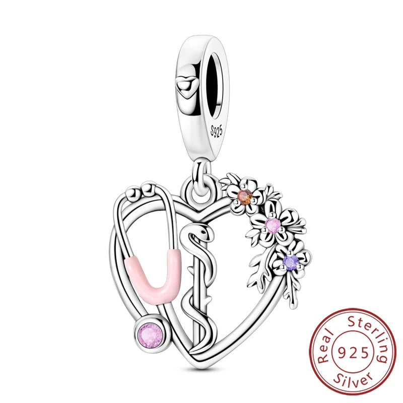 Original 925 Sterling Silver Heart Love Charms Beads Pendant Fit Original Bracelet Necklace DIY Charms Women Man Jewelry Gift