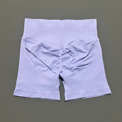 HISTELLO Sports Shorts 4.5" Women Yoga Shorts Seamless Low Waist Scrunch Bum Gym Leggings Workout Stretch Fitness Sports Shorts