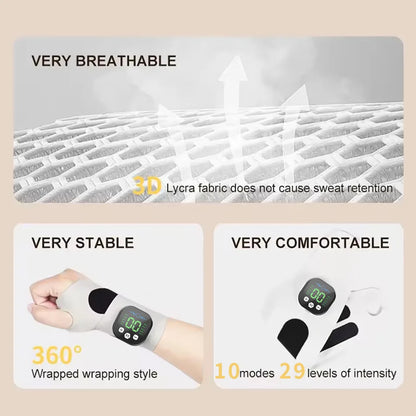 Electric Hand Massager EMS Microcurrent Cordless Wristband 10 Mode Vibration Massage 29 Level Wrist Massager Wrist Support Brace
