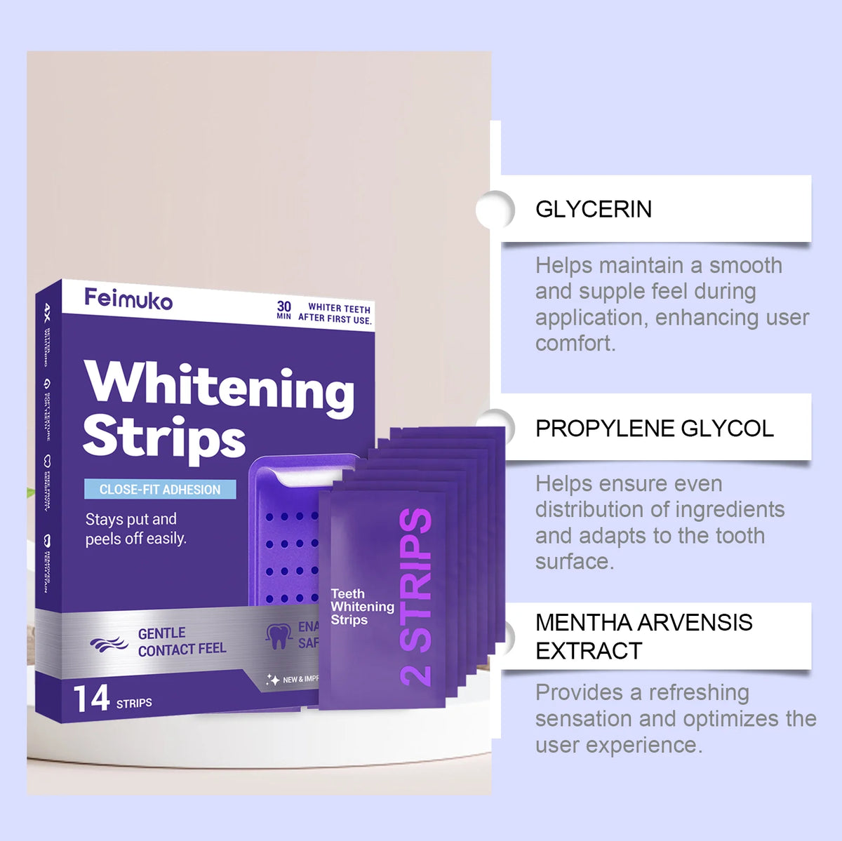 7pcs Premium Purple Whitening Strips Professional Tooth Stain Removal Brighten Kit Deep Stain Cleaning For Sensitive Teeth