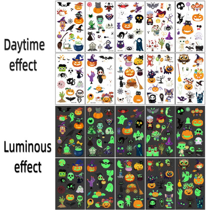 Halloween Luminous Temporary Tattoos Stickers UV Glow Fluorescent in the Dark For Body Face Tattoo Stickers Party Accessorie