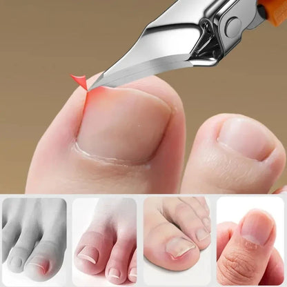 Stainless Steel Slant Edge Nail Clipper – 25° Angle, Wide Opening Eagle Beak for Thick or Curved Toenails