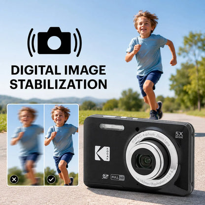 KODAK PIXPRO FZ55-RD 16MP Digital Camera 5X Optical Zoom 28mm Wide Angle 1080P Full HD Video 2.7" LCD Vlogging Camera
