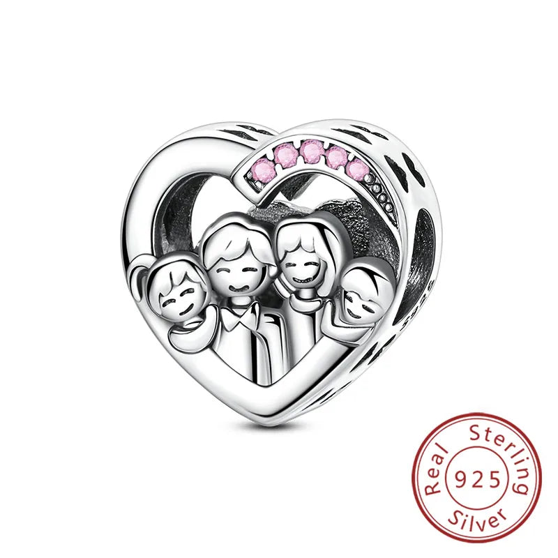 Original 925 Sterling Silver Heart Love Charms Beads Pendant Fit Original Bracelet Necklace DIY Charms Women Man Jewelry Gift