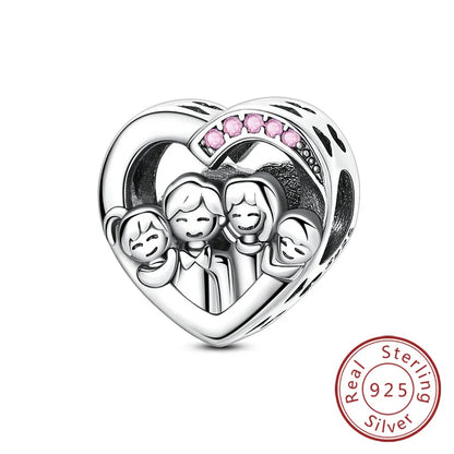 Original 925 Sterling Silver Heart Love Charms Beads Pendant Fit Original Bracelet Necklace DIY Charms Women Man Jewelry Gift