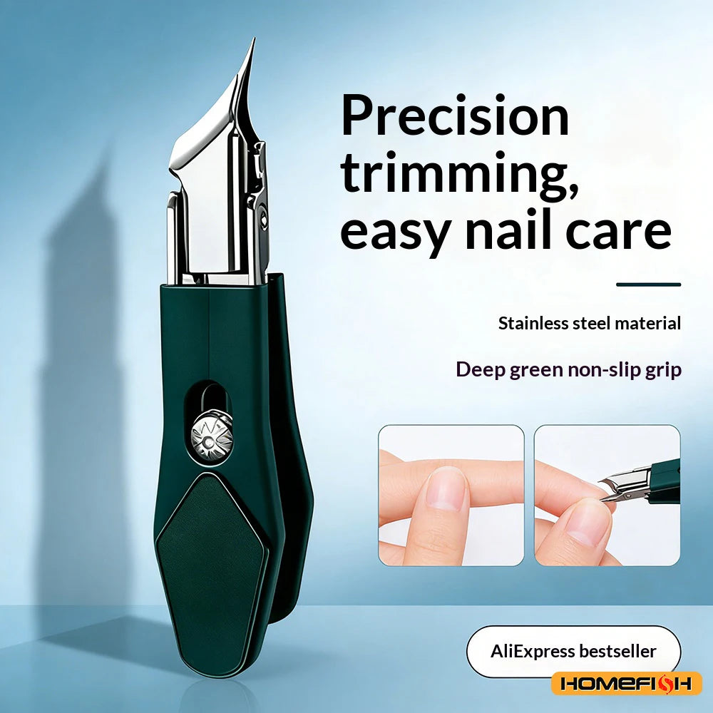 Stainless Steel Slant Edge Nail Clipper – 25° Angle, Wide Opening Eagle Beak for Thick or Curved Toenails