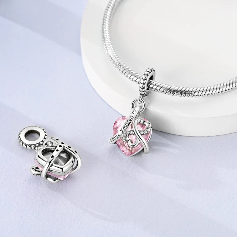 Original 925 Sterling Silver Heart Love Charms Beads Pendant Fit Original Bracelet Necklace DIY Charms Women Man Jewelry Gift