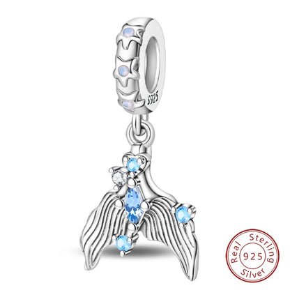Fit Original 925 Sterling Silver Charms Beads Blue Luminous Whale Shark Seahorse Dolphin Charms For Women Fine DIY Jewelry Gifts