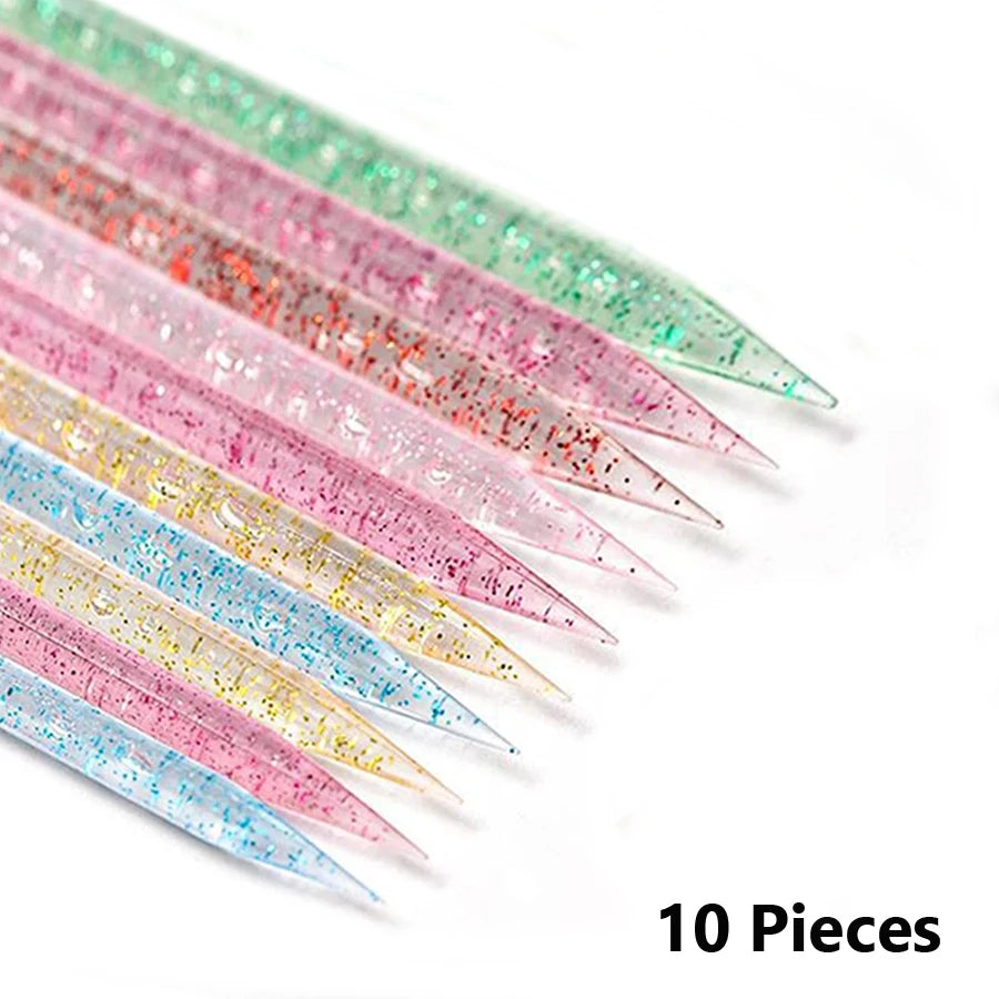 10/50/100Pcs Reusable Crystal Stick Double End Nail Art Cuticle Pusher Cuticle Remover Tool Pedicure Care Nails Manicures Tools