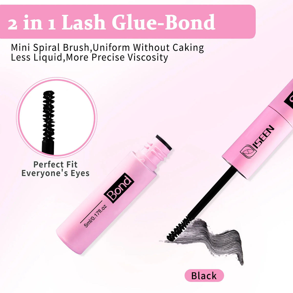 ISEEN Lash Bond and Seal 10ml for Lash Clusters Super Hold Long-Lasting Non-Irritating Eyelash Glue for DIY at Home