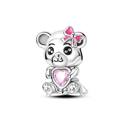 Original Charms 925 Silver Cute Animals Cat Bear Bead For Silver Bracelet Diy Fahsion Jewelry