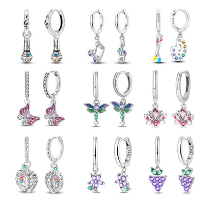 New 925 Sterling Silver Wine Cup Butterfly  Women Earrings Brilliant Wedding Engagement Star Earrings Jewelry Gift