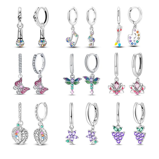 New 925 Sterling Silver Wine Cup Butterfly  Women Earrings Brilliant Wedding Engagement Star Earrings Jewelry Gift