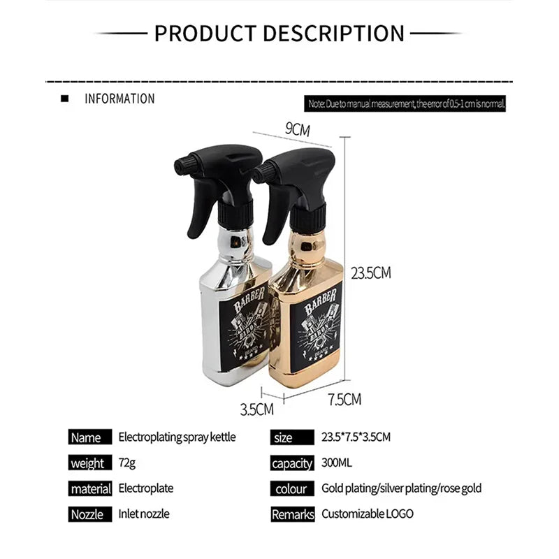 300ml Hairdressing Electroplating Water Spray Bottles Salon Continuous Hairdressing Fine Mist Spray Hairdresser Styling Supplies