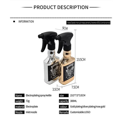 300ml Hairdressing Electroplating Water Spray Bottles Salon Continuous Hairdressing Fine Mist Spray Hairdresser Styling Supplies