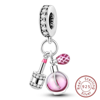 Charm 925 Sterling Silver Pink Pendant Charm Fit Original Charm Bracelet Necklace Beads DIY Jewerlry Accessories